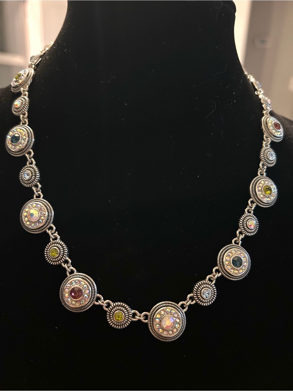 Lia Sophia "Pretty Please" necklace w/multicolored aurora borealis crystals